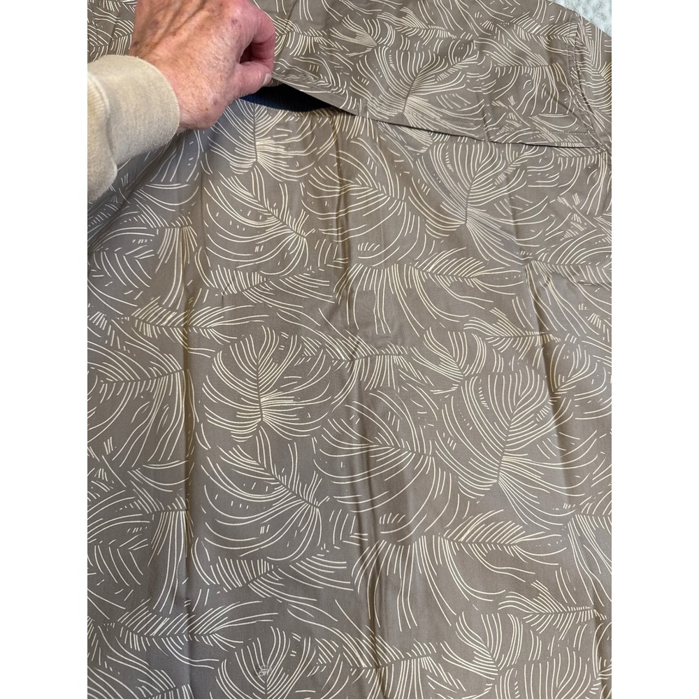 Mens SS Snap Front Shirt Brown Palm Leaf Organic Cotton Blend Hiking Shirt Large - Picture 8 of 9